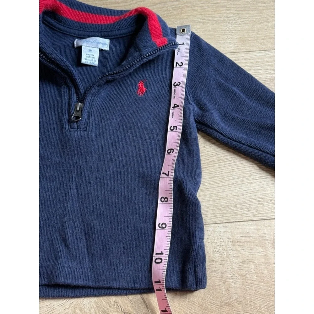 EUC Baby Boy Ralph Lauren long sleeve quarter zip navy blue sweater size 9M